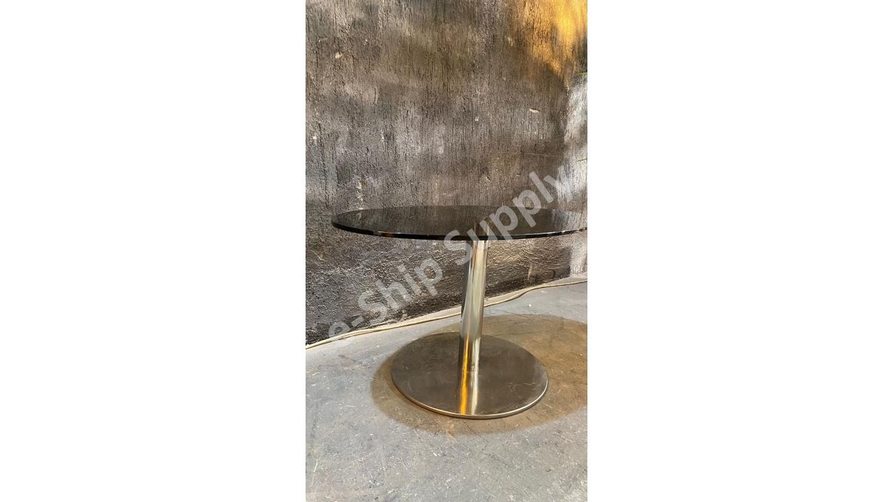 Füme Camlı Krom Ayaklı Art Deco Sehpa