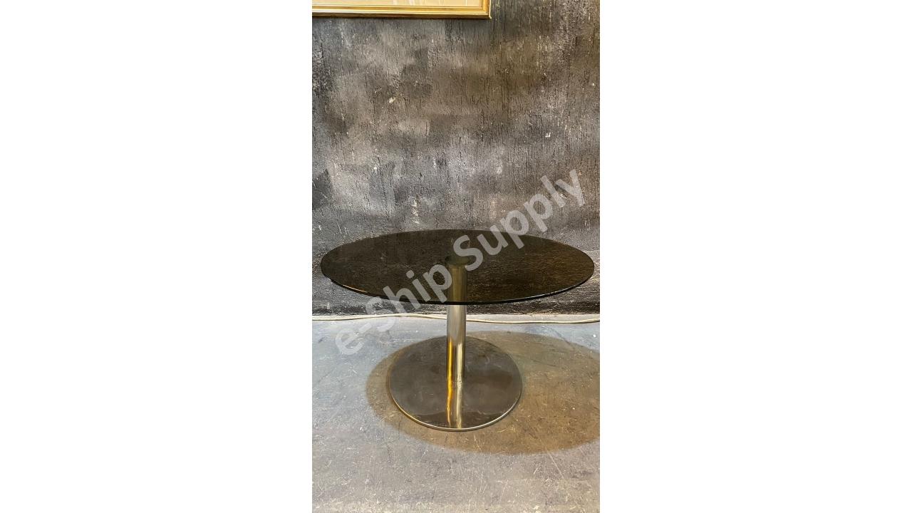 Füme Camlı Krom Ayaklı Art Deco Sehpa