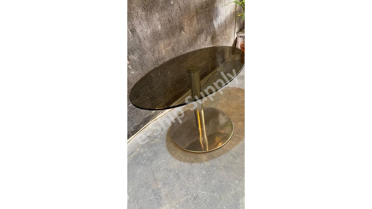 Füme Camlı Krom Ayaklı Art Deco Sehpa