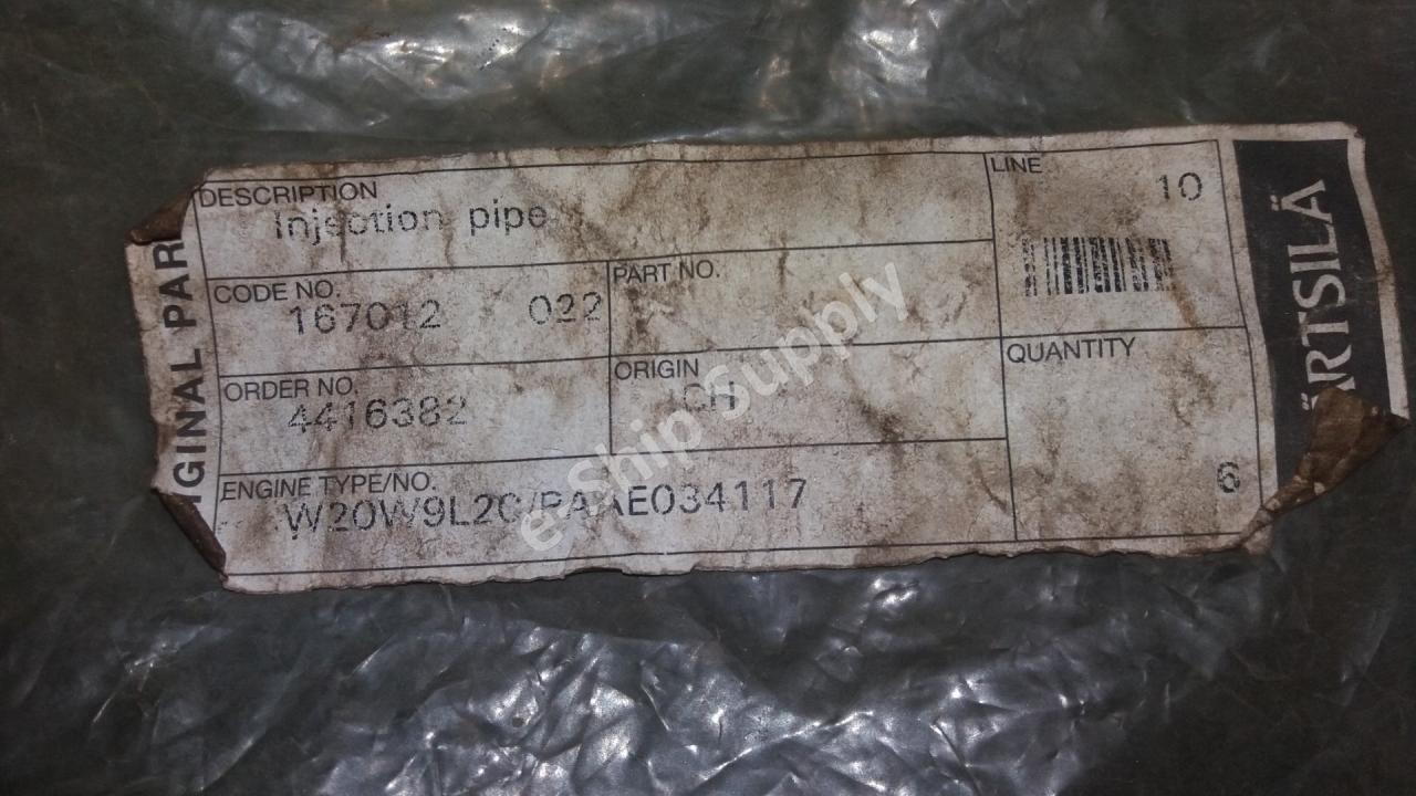 Wartsilla Injection Pipe 167012 3011081