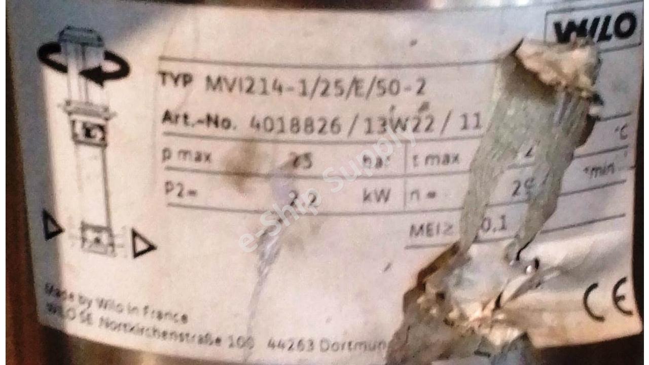Wilo MVI 214-1 25 E 50-2 Multivert Pump